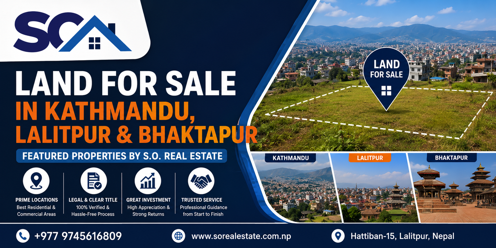 Land for Sale in Kathmandu , Lalitpur & Bhaktapur  – Featured Properties by S.O. Real Estate